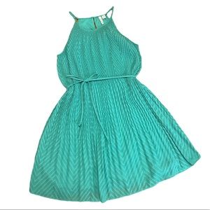 Elle Turquoise A-line Pleated Summer Dress Size XS